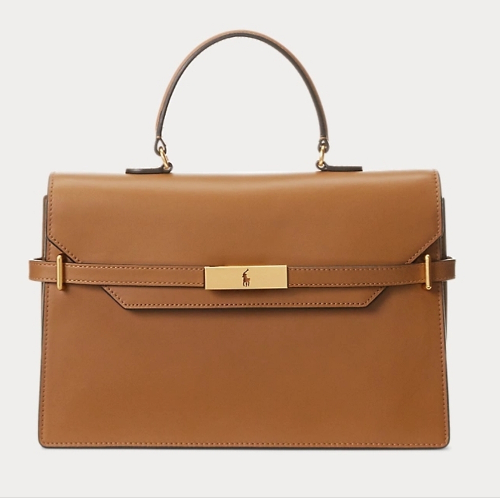 RALPH LAUREN POLO ID LEATHER SATCHEL BAG - Picture 2 of 16
